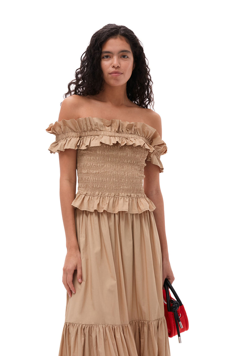 Cotton Poplin Maxi Flounce Skirt - Curds and Whey