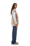 Leopard Jacquard Oversized Vest - Timber Wolf
