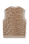 Leopard Jacquard Oversized Vest - Timber Wolf