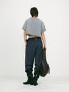 Belted Point Trousers - Melange Grey