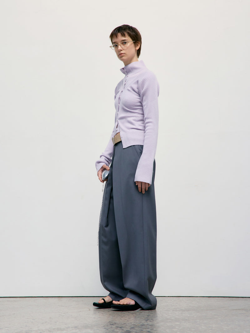 Deep V-Neck Knit Cardigan - Lavender