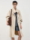 Raglan High Neck Trench Coat - Beige