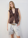Tuck Point Turn-Up Shorts - Light Grey