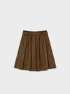 Suede Belted Skirt - Brown
