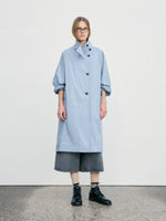 Raglan High Neck Trench Coat - Blue