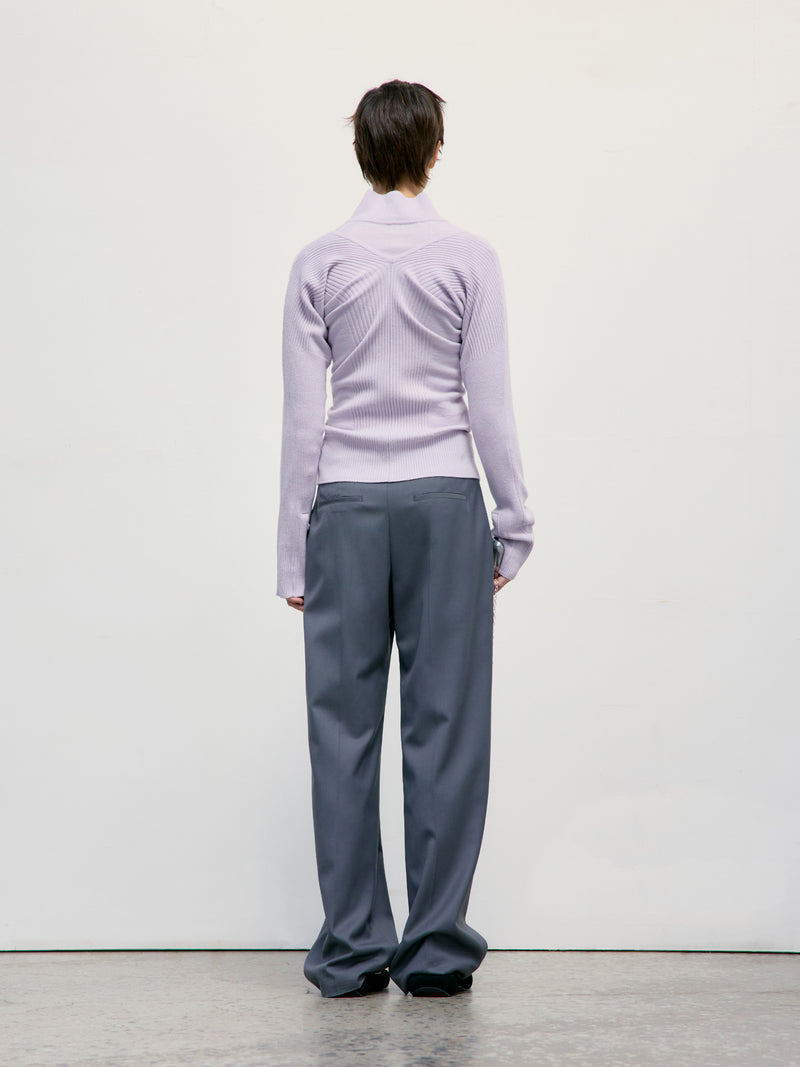 Deep V-Neck Knit Cardigan - Lavender
