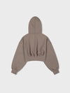 Back Rib Crop Hoodie - Red Brown