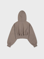 Back Rib Crop Hoodie - Red Brown