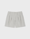 Tuck Point Turn-Up Shorts - Light Grey