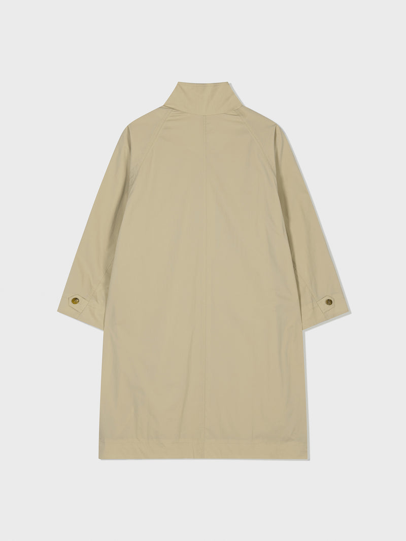 Raglan High Neck Trench Coat - Beige