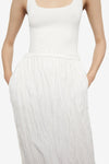 Crinkled Silk Slip Skirt - Off-White