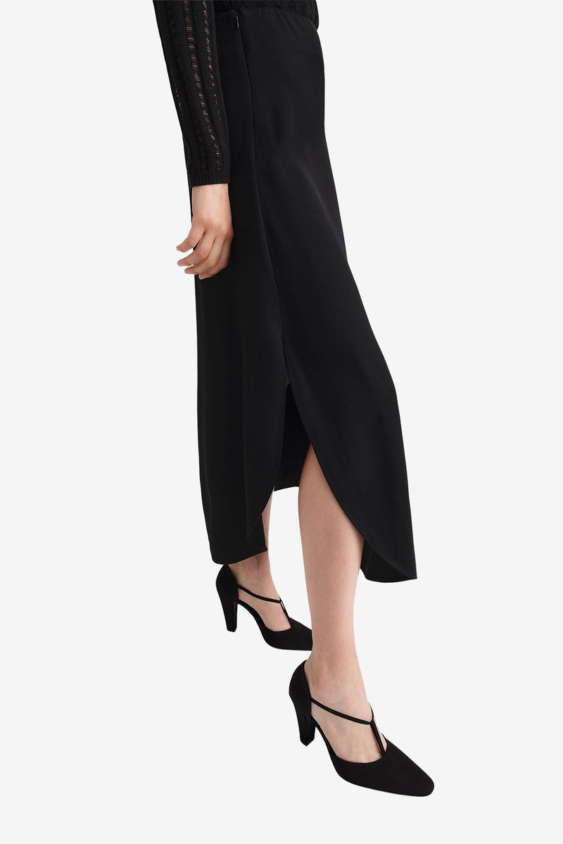 Draped Circle Skirt - Black