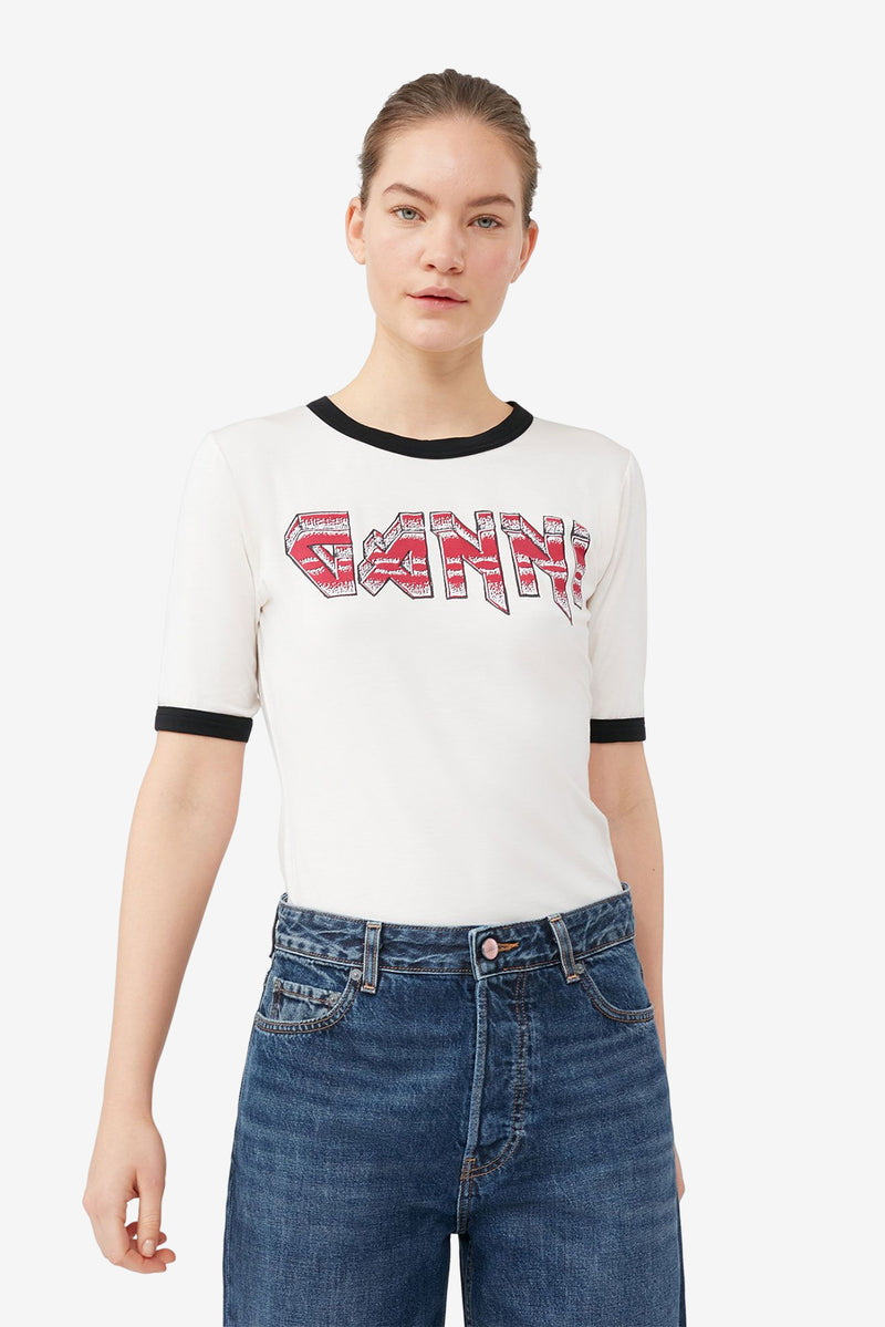 Ganni Fitted T-Shirt - Egret