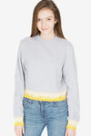 ELASTIC LOGO CROP SWEATSHIRT - HEATHER GREY