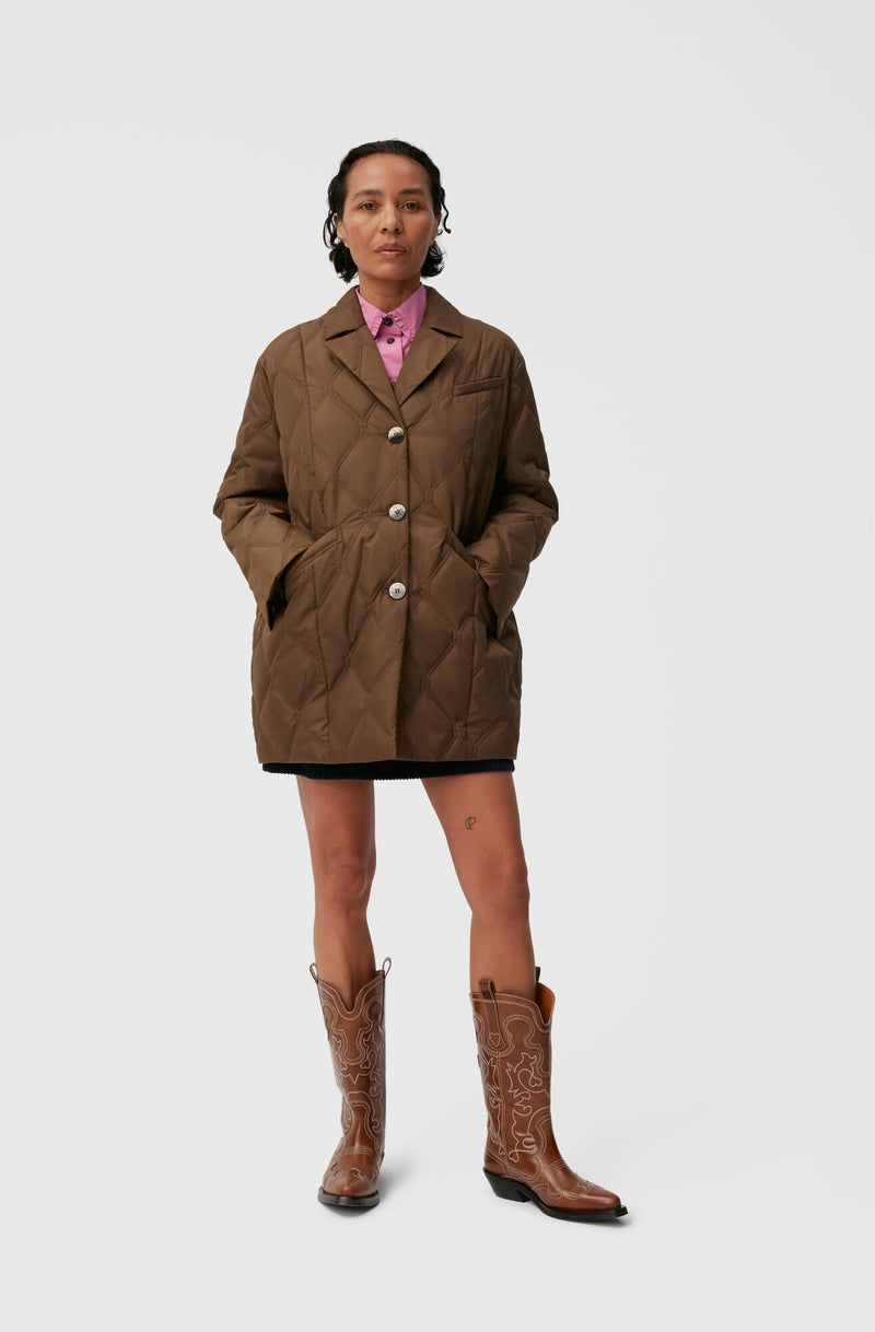 Ripstop Quilt Blazer - Teak