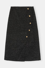 Sparkle Wrap Midi Skirt - Black