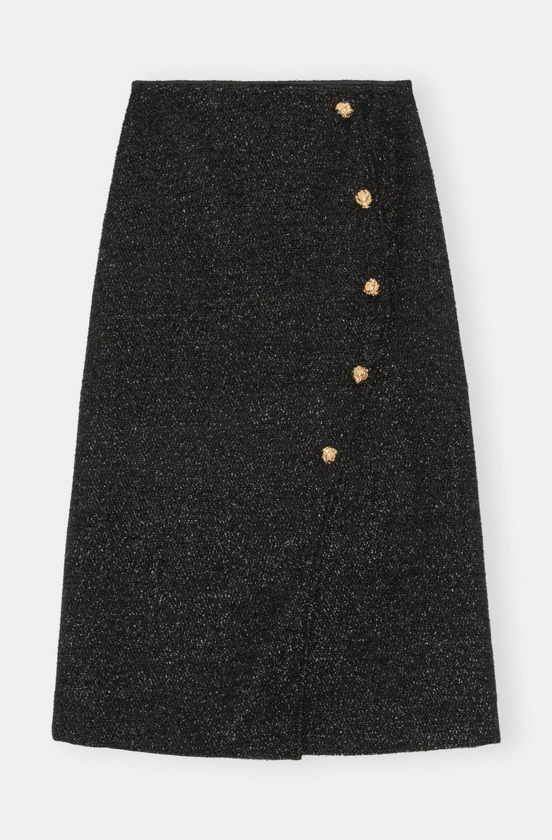 Sparkle Wrap Midi Skirt - Black