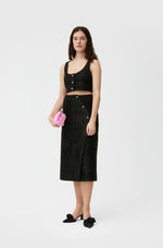 Sparkle Wrap Midi Skirt - Black