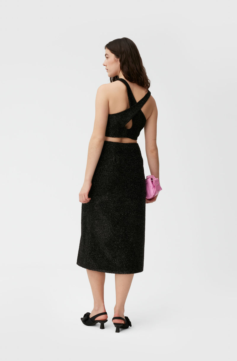Sparkle Wrap Midi Skirt - Black