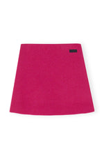 Twill Wool Suiting Mini Skirt - Fiery Red