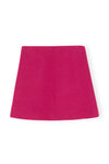 Twill Wool Suiting Mini Skirt - Fiery Red