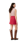 Twill Wool Suiting Mini Skirt - Fiery Red