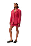 Twill Wool Suiting Mini Skirt - Fiery Red