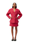 Twill Wool Suiting Mini Skirt - Fiery Red