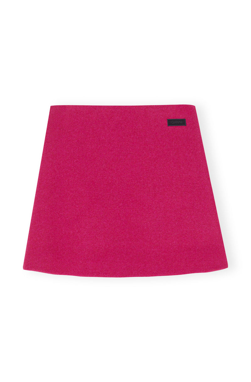 Twill Wool Suiting Mini Skirt - Fiery Red