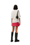 Twill Wool Suiting Mini Skirt - Fiery Red