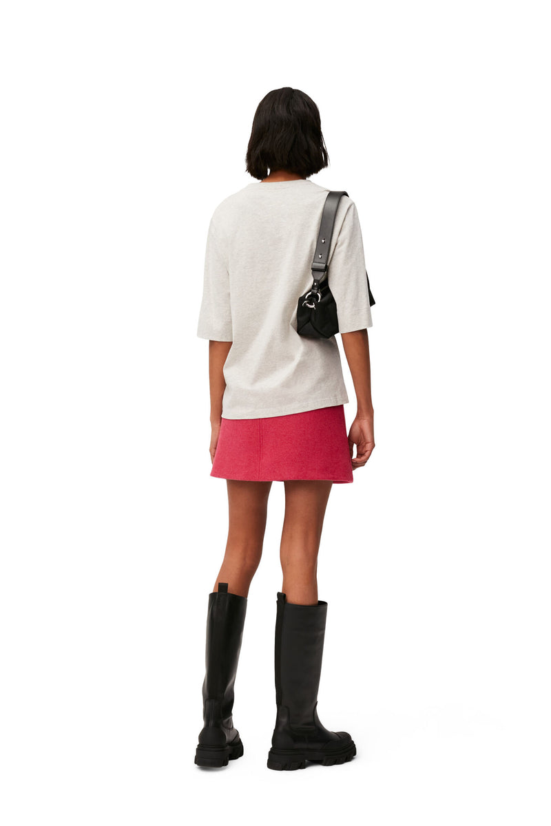 Twill Wool Suiting Mini Skirt - Fiery Red