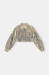 Gold Denim Cropped Trucker Jacket - Gold