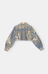 Gold Denim Cropped Trucker Jacket - Gold