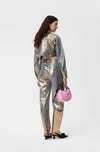 Gold Denim Cropped Trucker Jacket - Gold