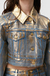 Gold Denim Cropped Trucker Jacket - Gold