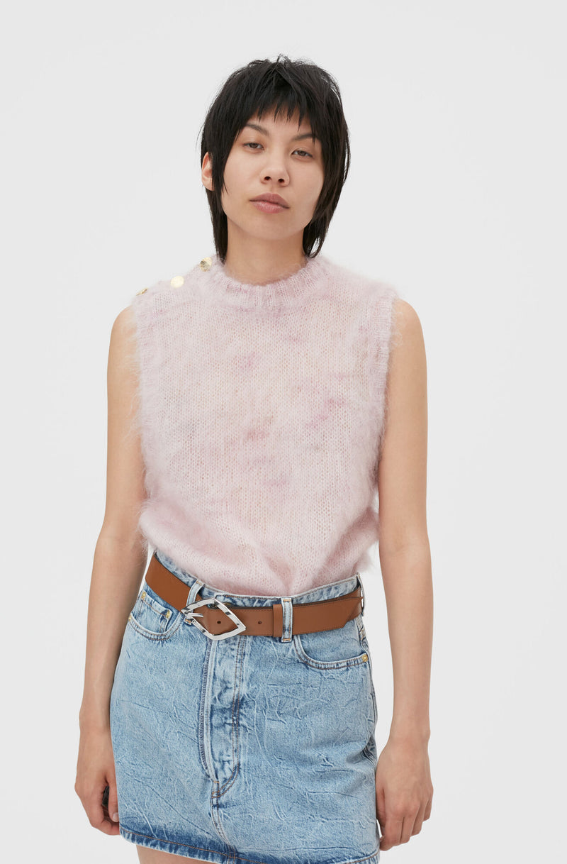 Brushed O-Neck Vest - Lilac Sachet
