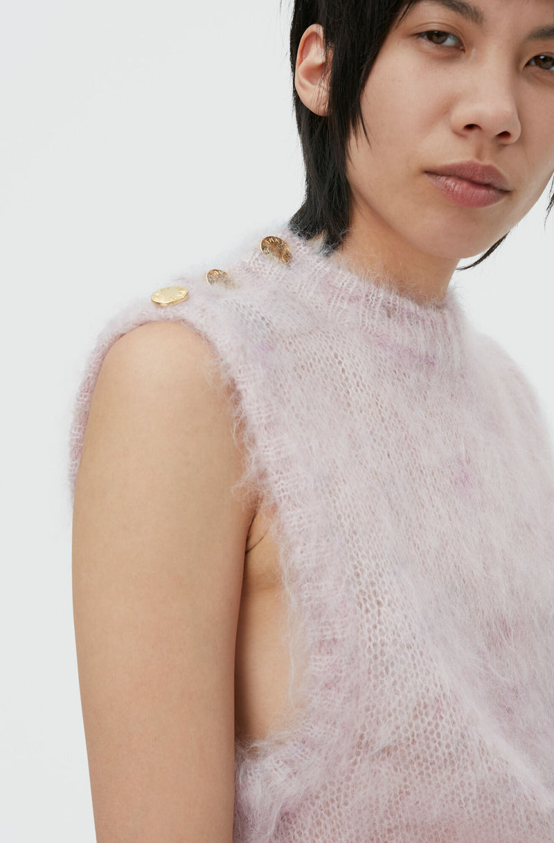 Brushed O-Neck Vest - Lilac Sachet