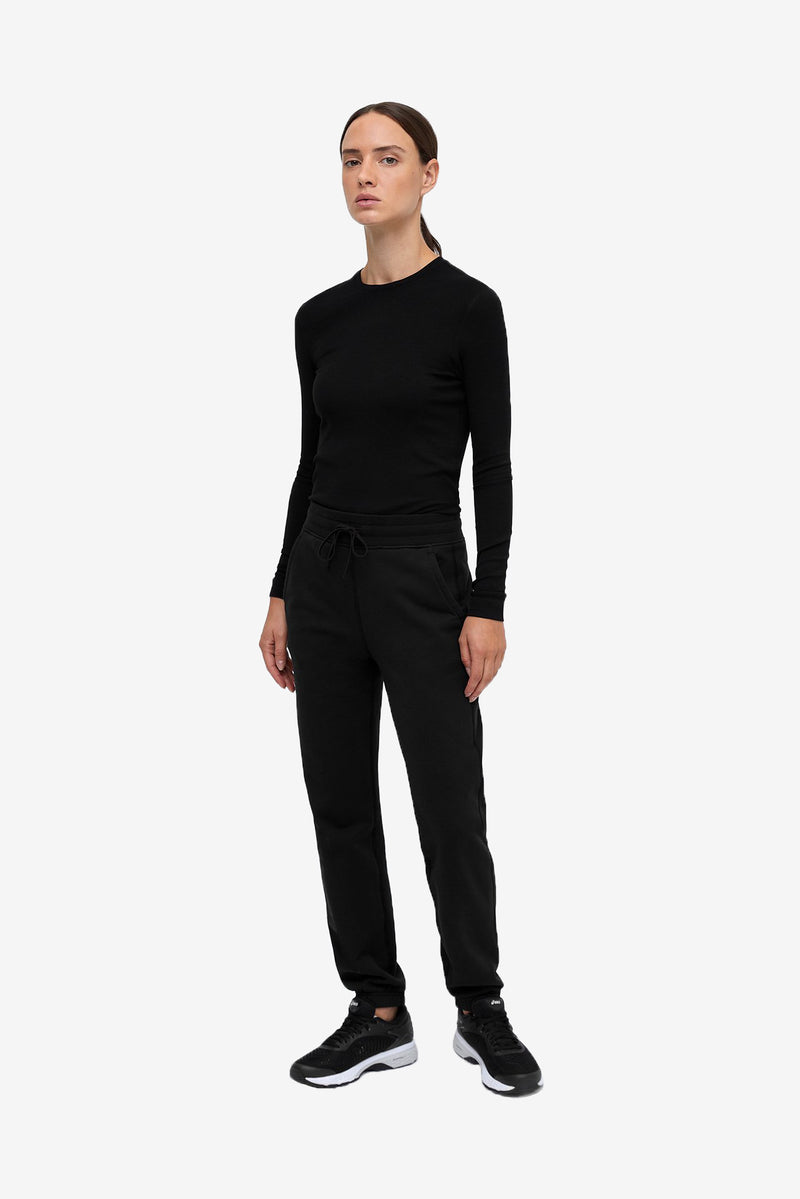 Modal Ribbed Long Sleeve T-Shirt - Black