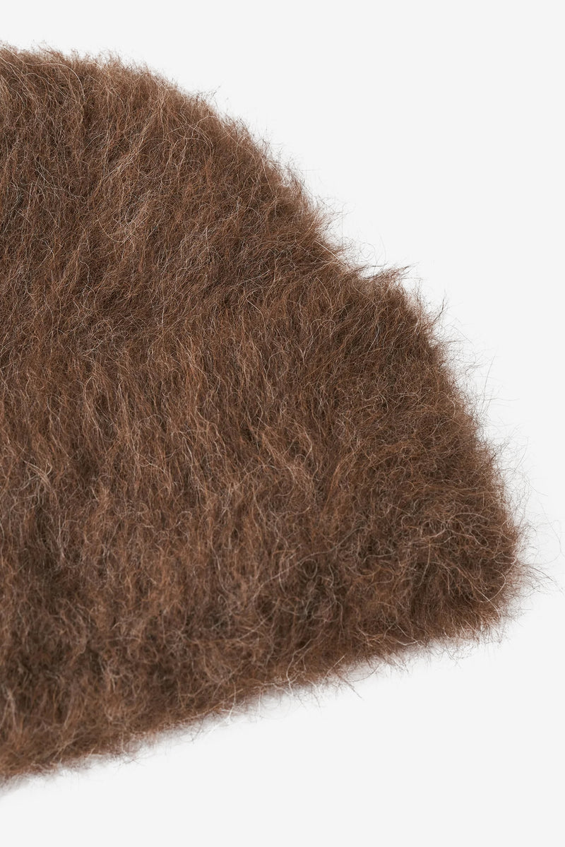 Alpaca Knit Beanie - Saddle Brown